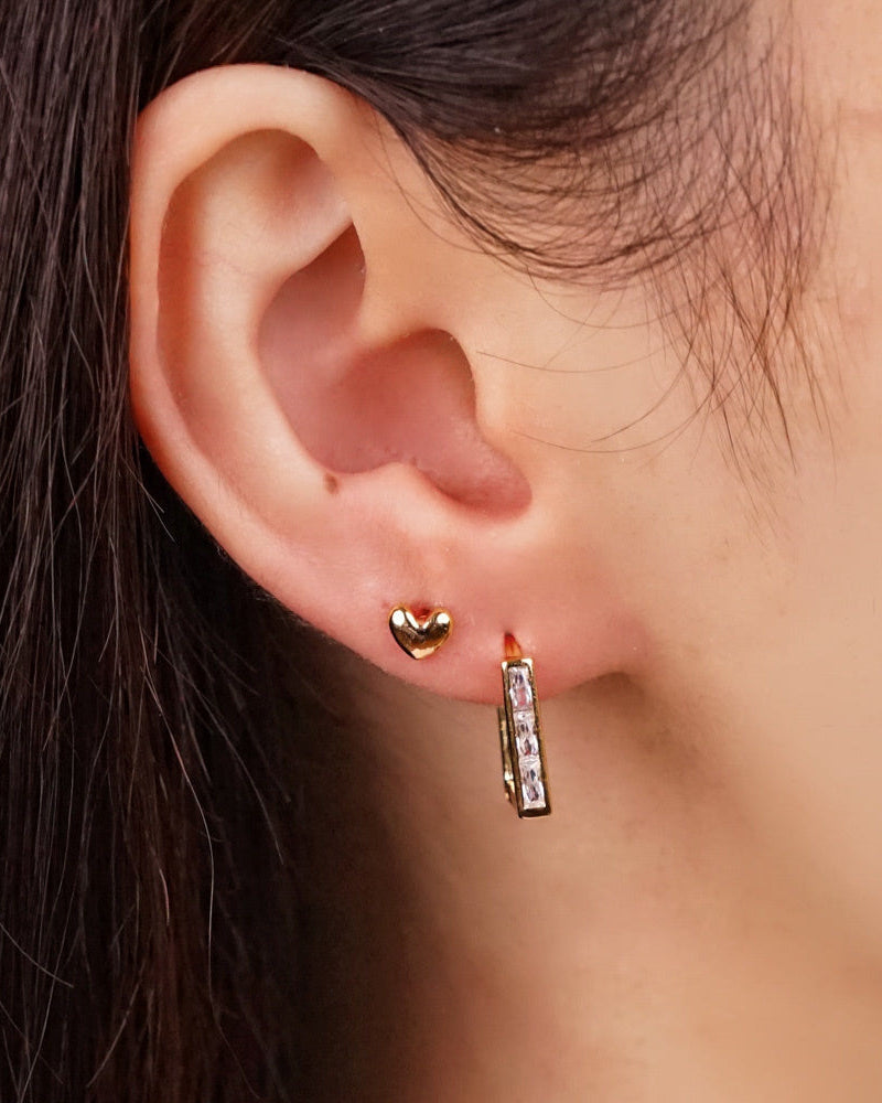 Solid Heart - Stud - Earrings - Stainless Steel