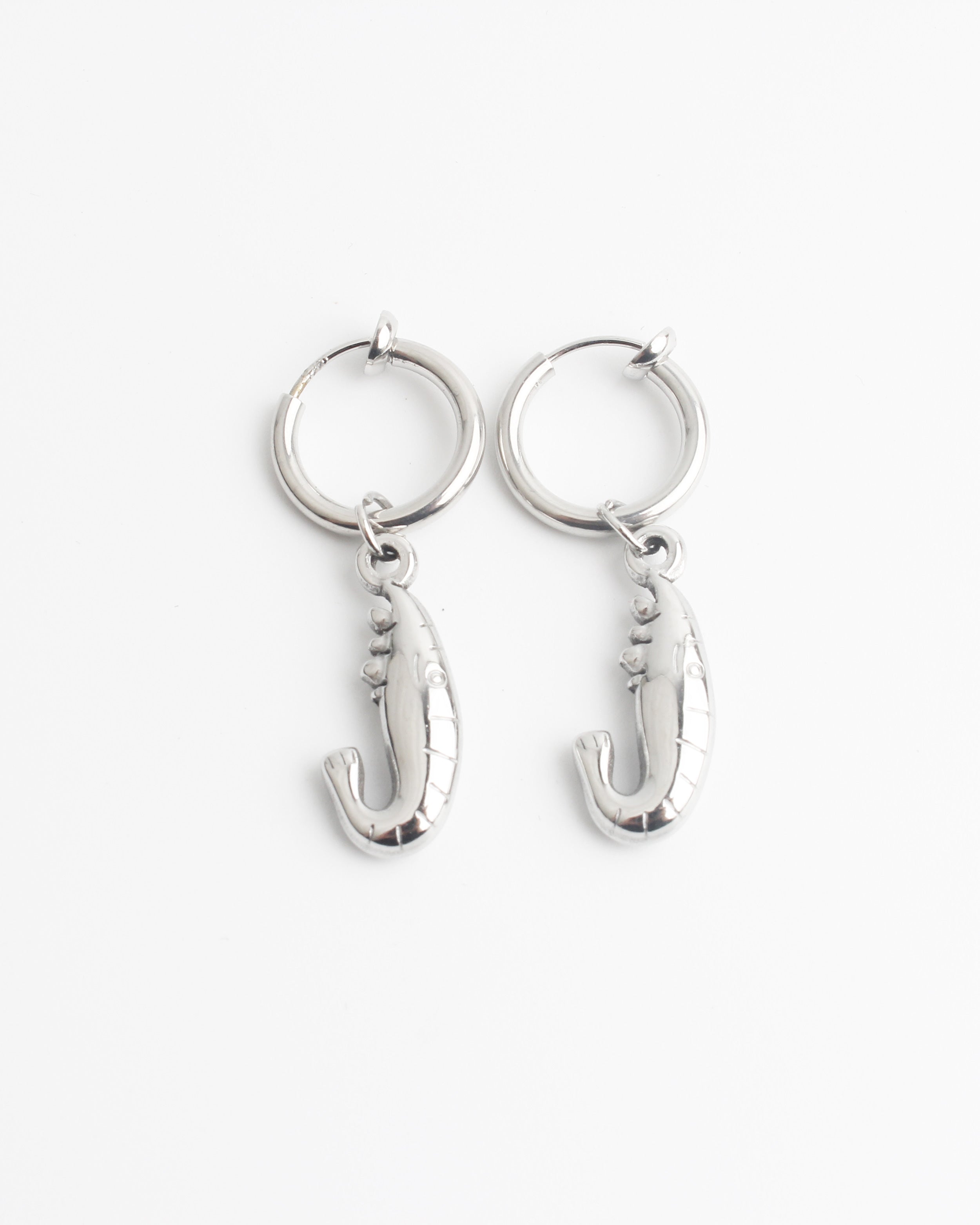 Shrimp - Earrings - Clip On - Stainless Steel