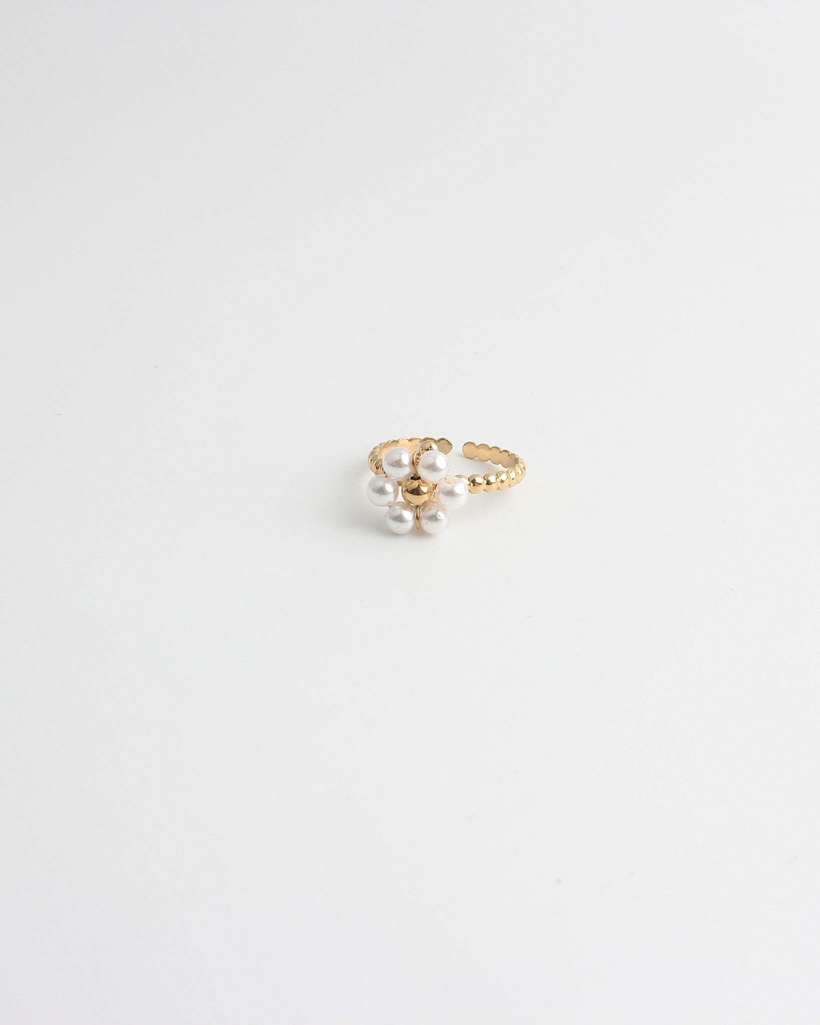 Fleur blanche - Ring - Stainless Steel - Adjustable