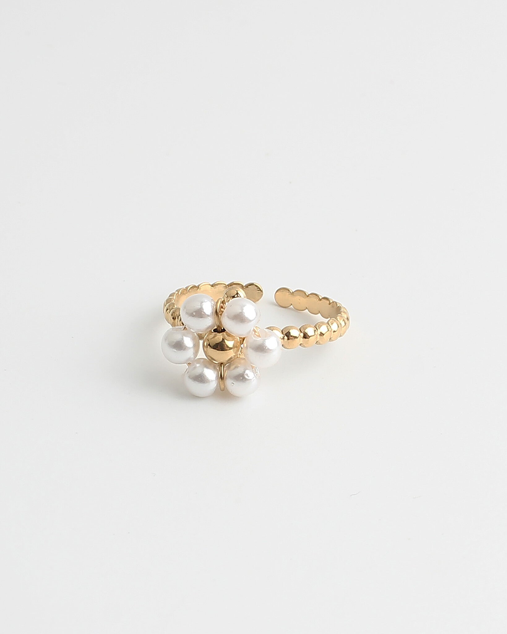 Fleur blanche - Ring - Stainless Steel - Adjustable