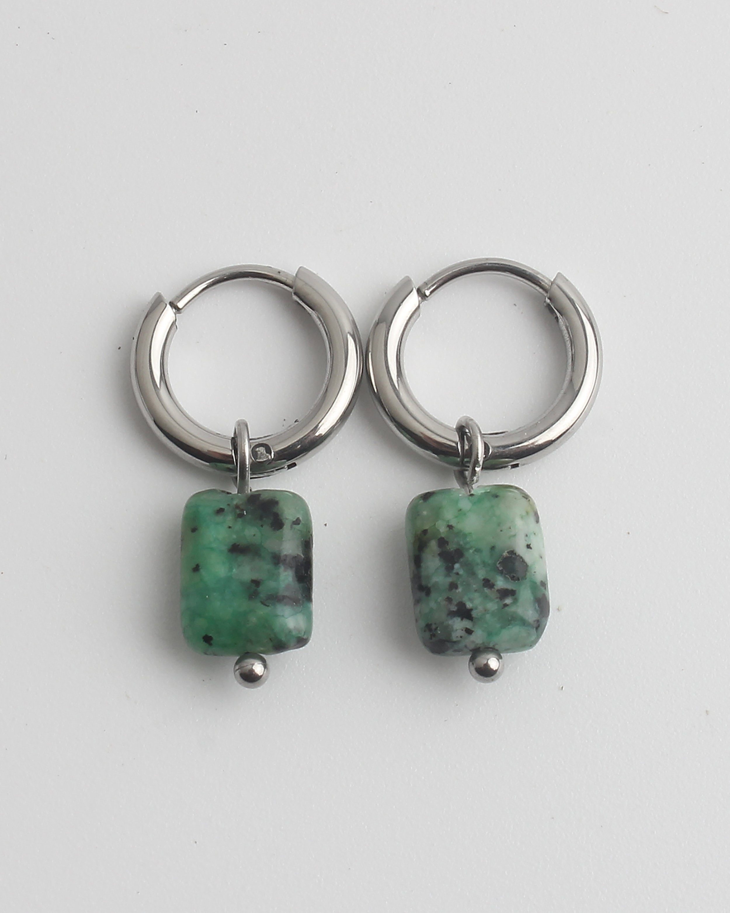 Square Stone - Earrings - Stainless Steel