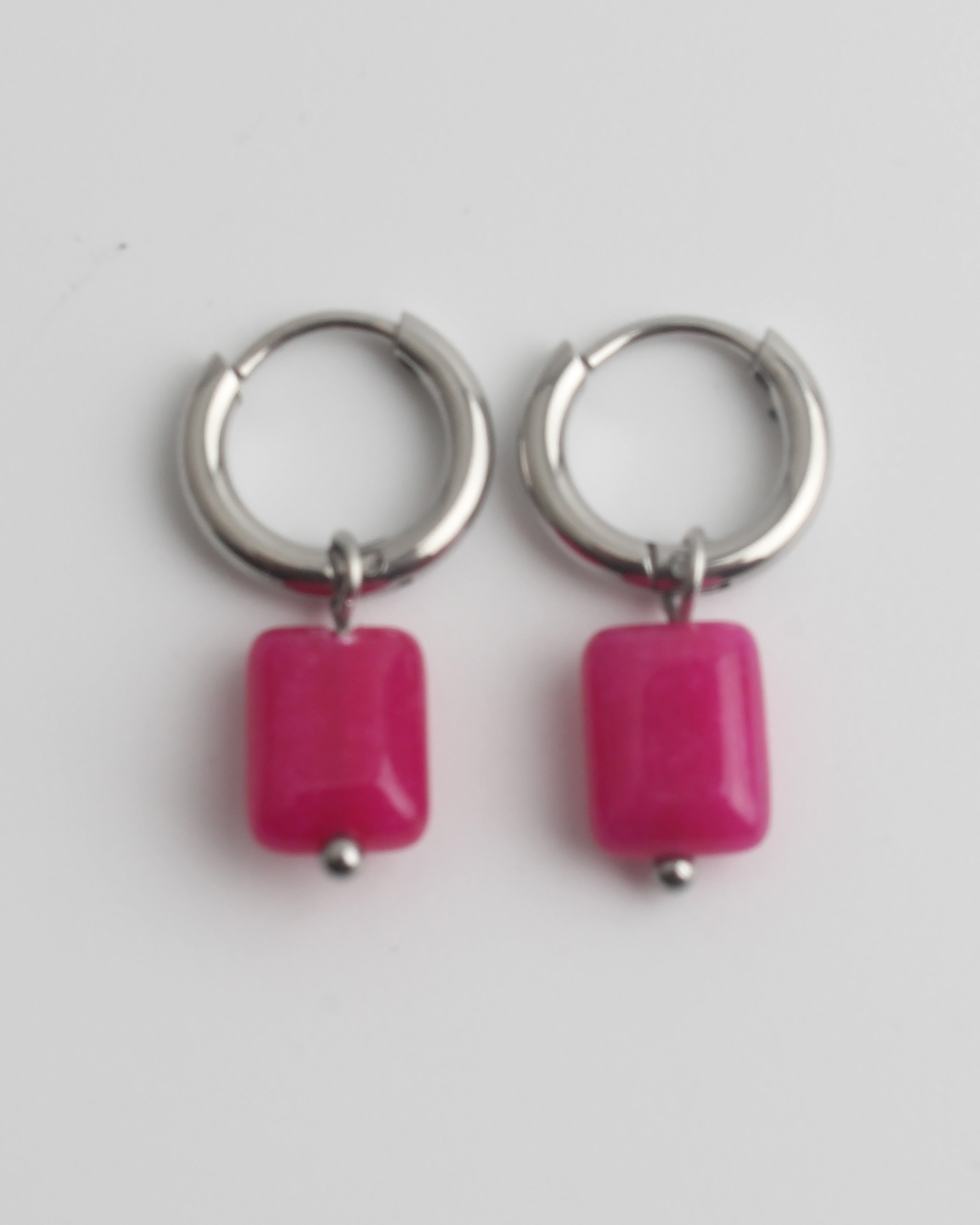 Square Stone - Earrings - Stainless Steel