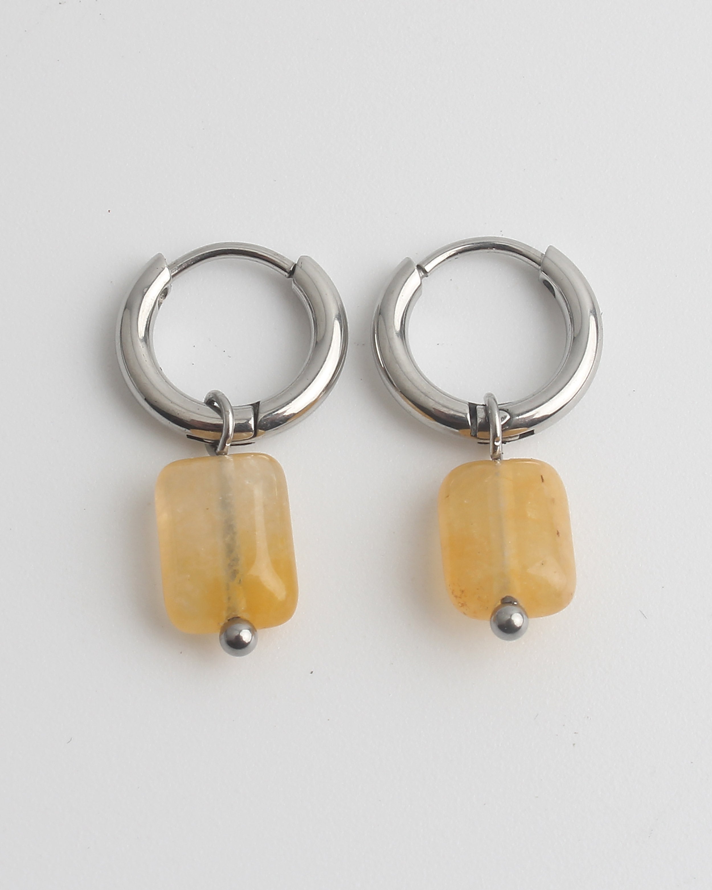 Square Stone - Earrings - Stainless Steel