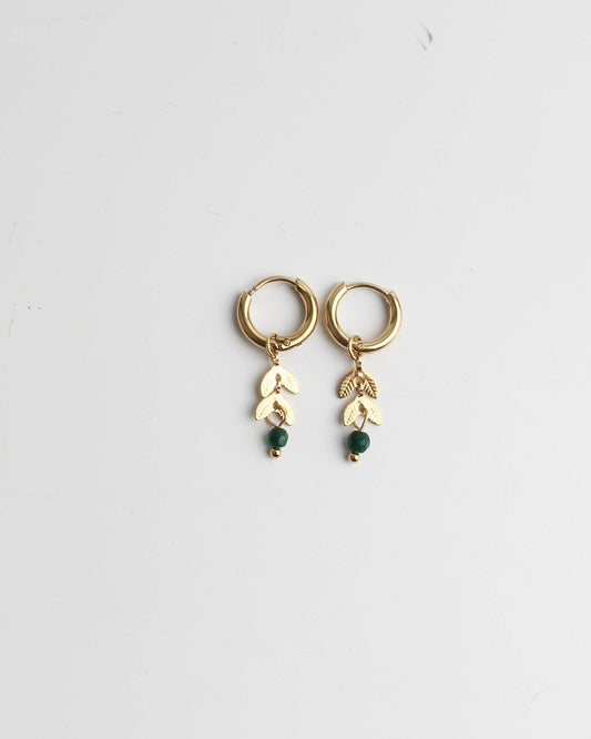 Stone Leaf - Earrings - Natural Stone - Stainless Steel