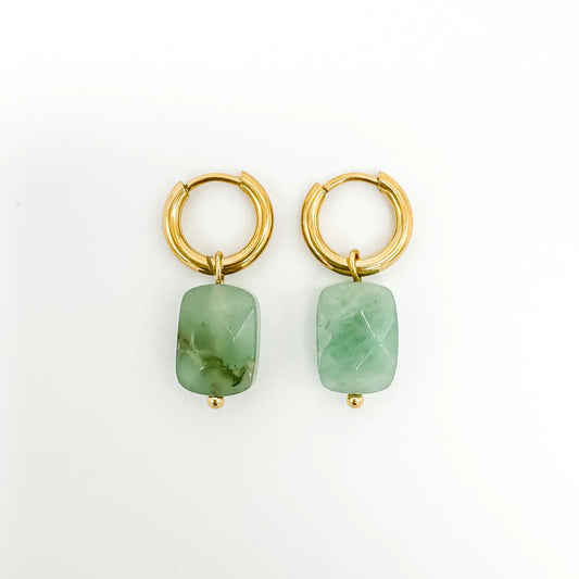 Square Stone - Earrings - Stainless Steel