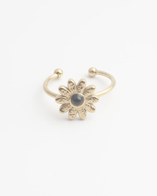 Daisy - Ring - Natural Stone - Stainless Steel - Adjustable