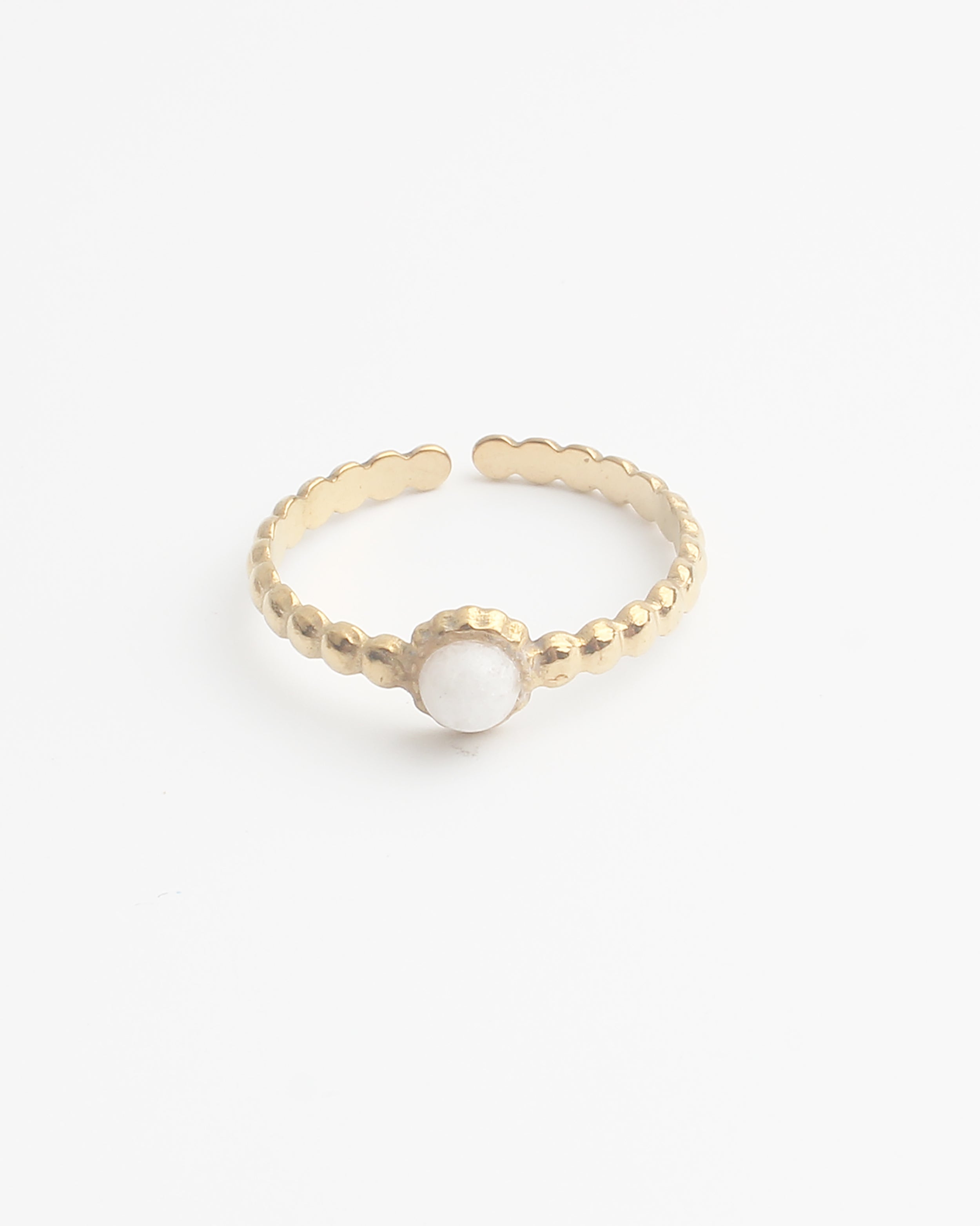 Nadine - Ring - Stainless Steel - Adjustable - Natural Stone