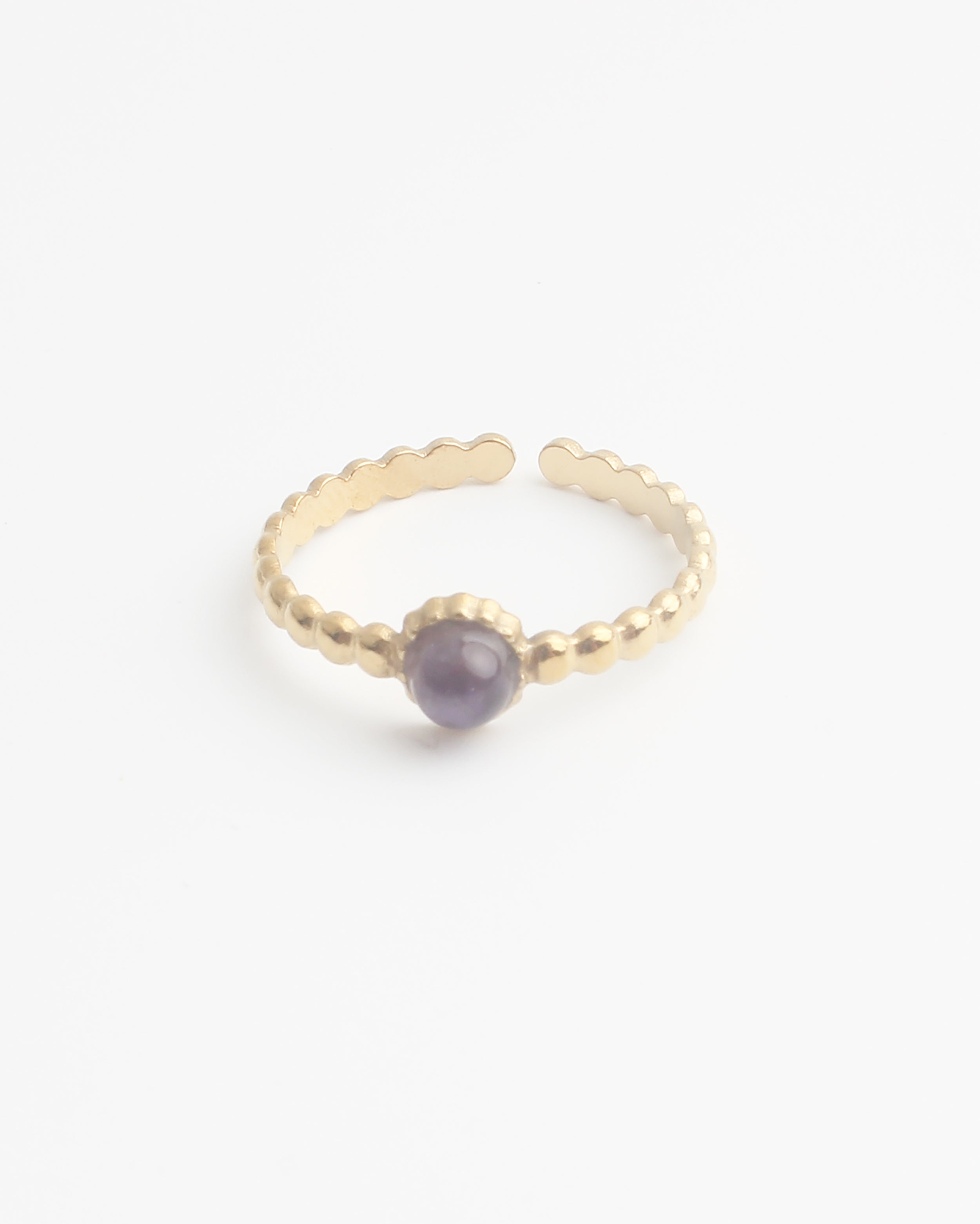 Nadine - Ring - Stainless Steel - Adjustable - Natural Stone