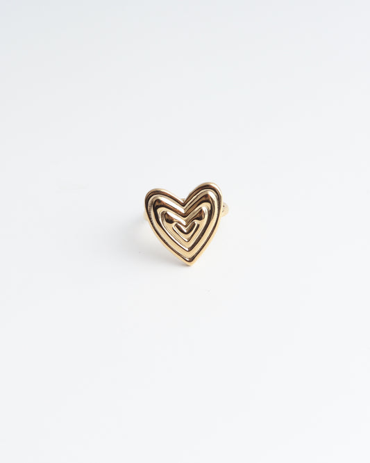 Groovy Heart - Ring - Stainless Steel - Adjustable