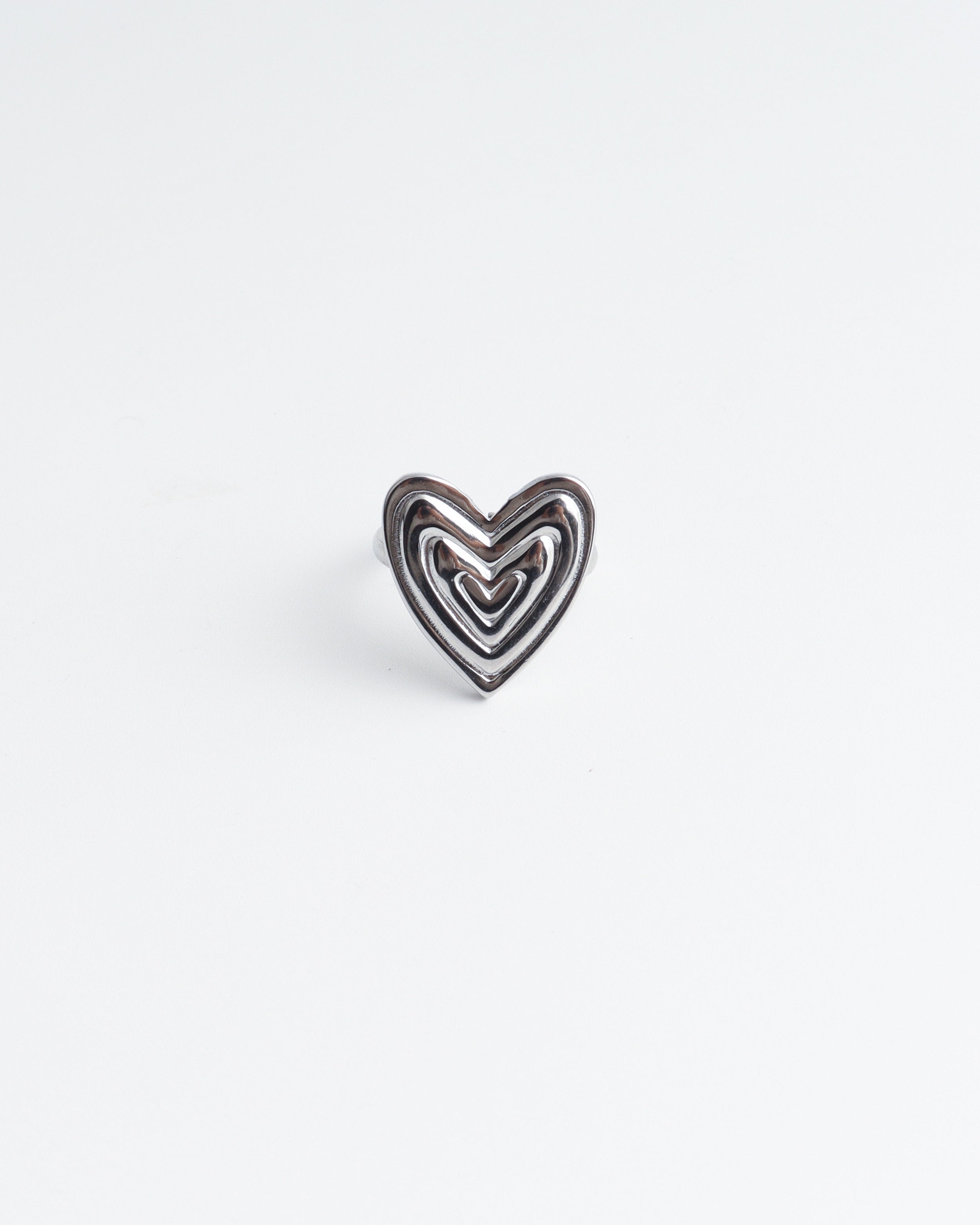 Groovy Heart - Ring - Stainless Steel - Adjustable