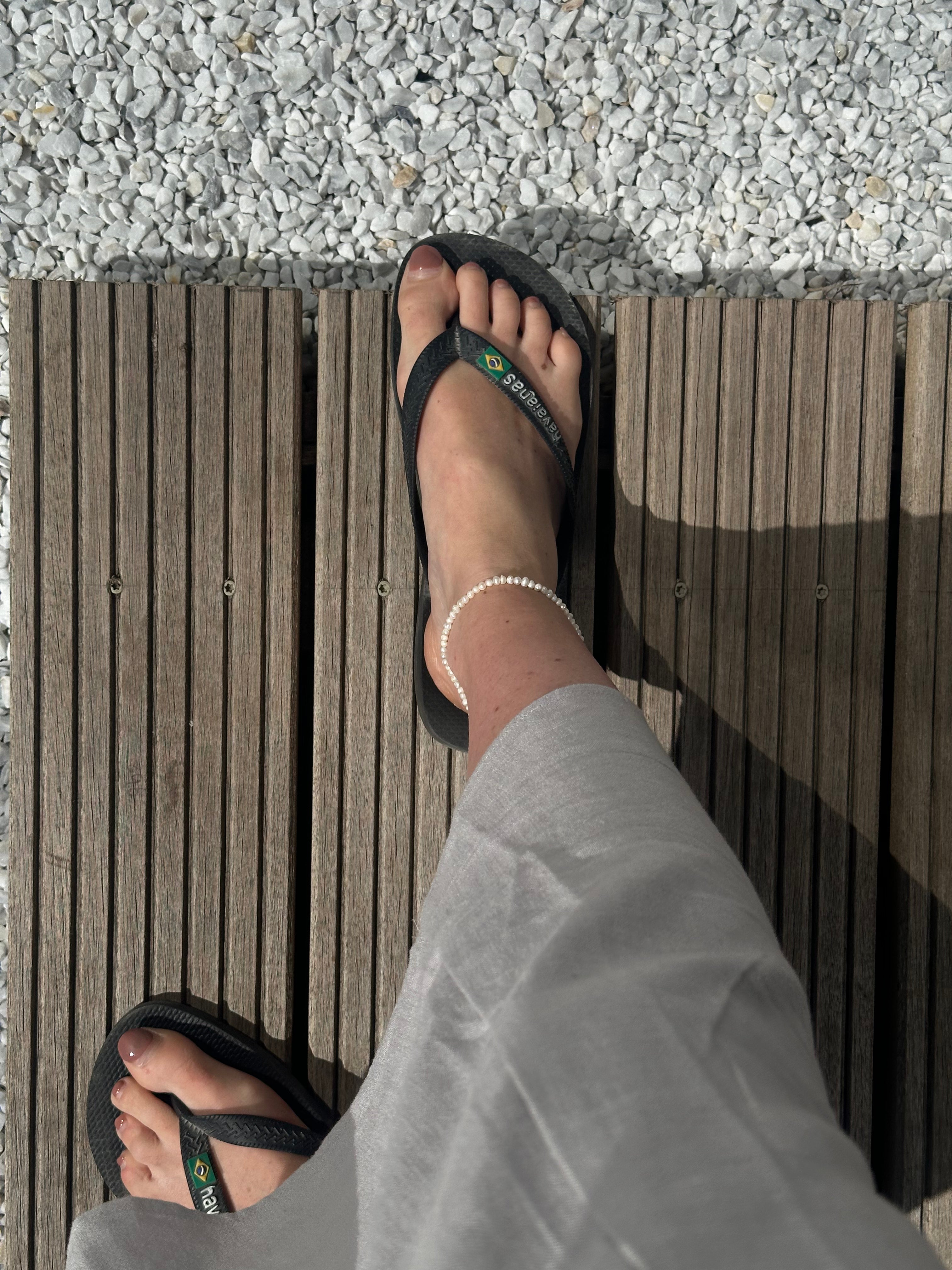 100% Real Fresh Water Pearl - Ankle Bracelet - Stainless Steel