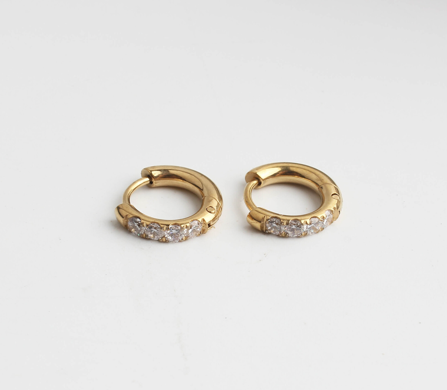 Rhinestone - Earrings - Stainless Steel