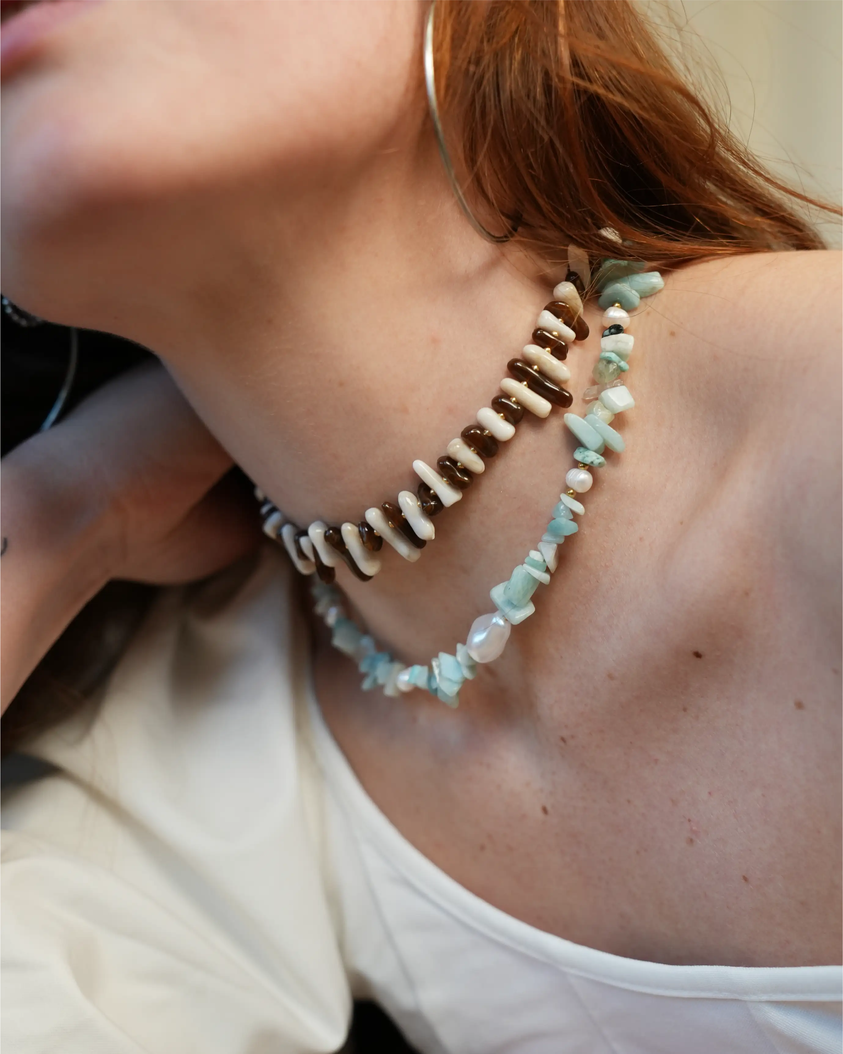 2 statement kettingen met schelpen