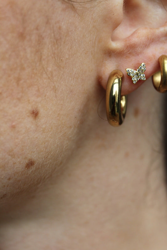 Sparkle Butterfly - Stud - Earrings - Stainless Steel