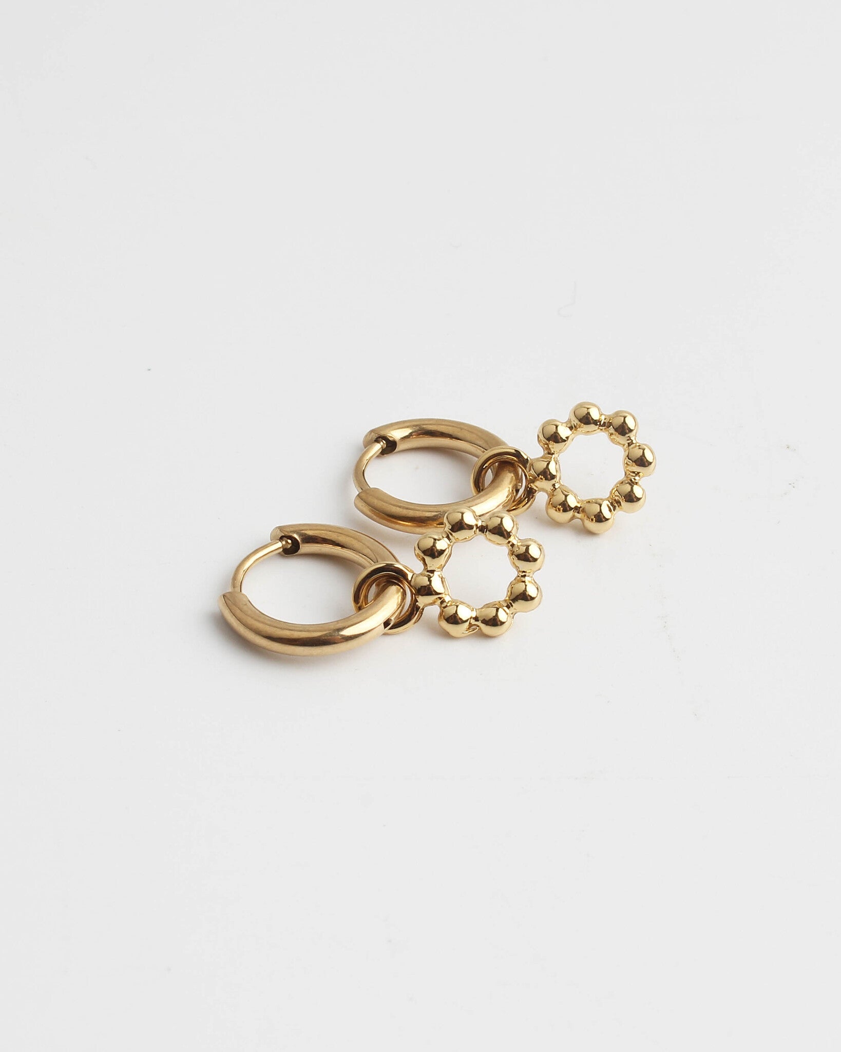 Round Dotted Circle - Earrings - Stainless Steel