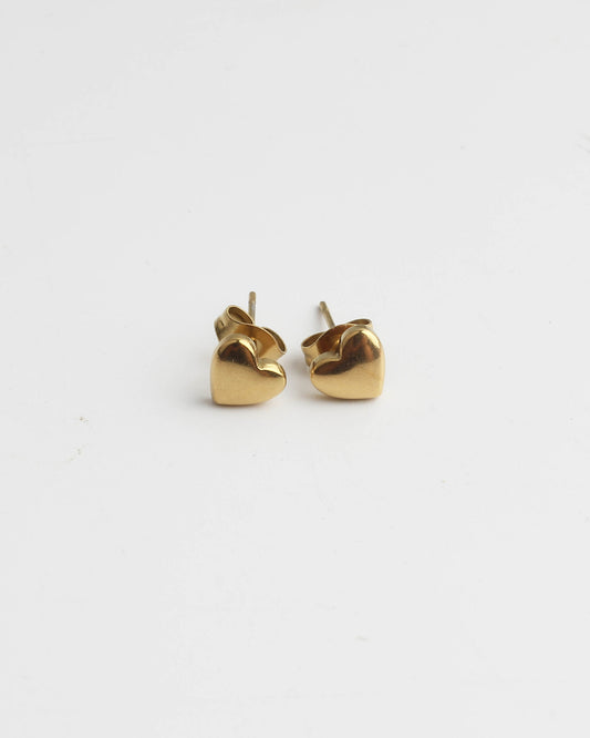 Solid Heart - Stud - Earrings - Stainless Steel