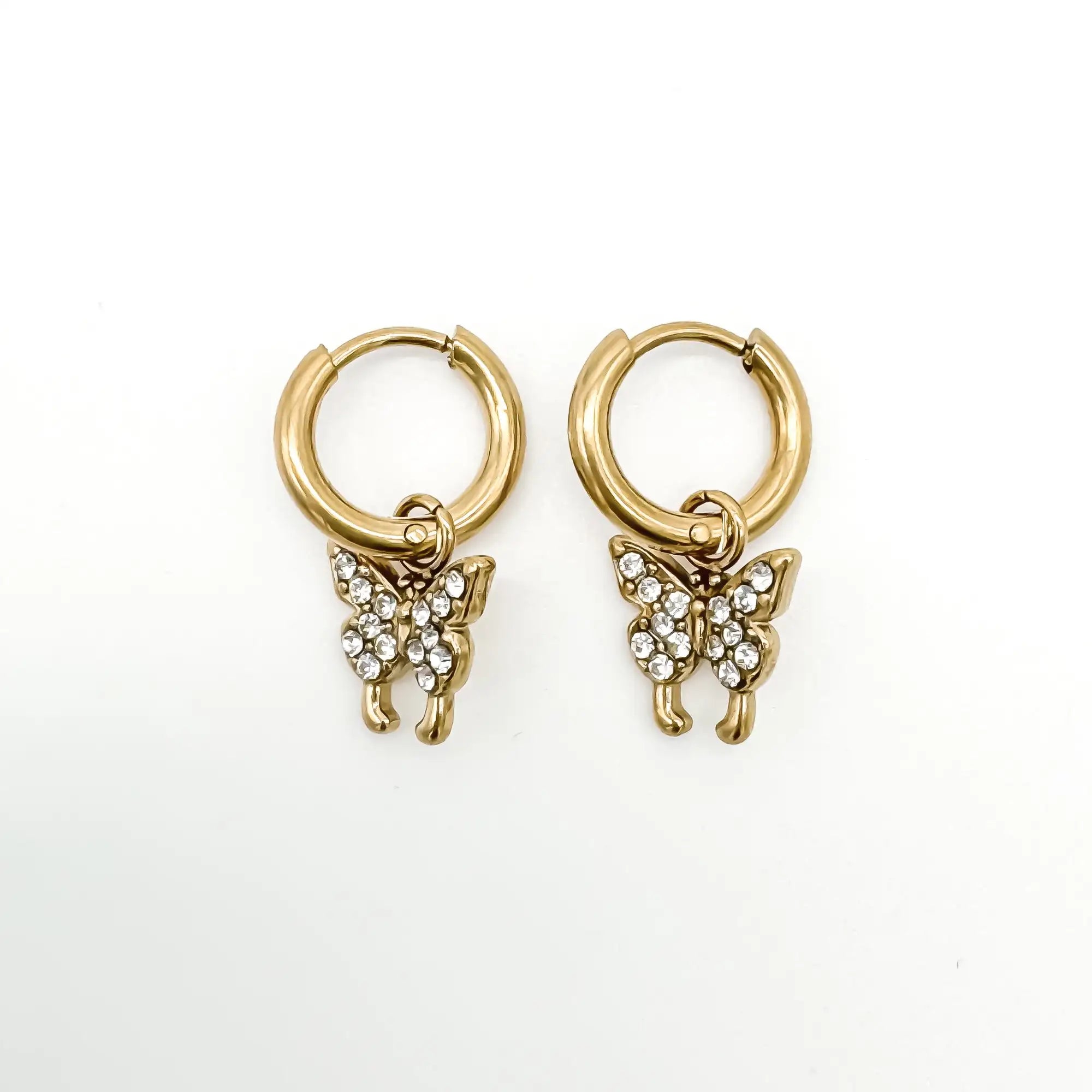 Sparkly Butterfly - Earrings - Stainless Steel