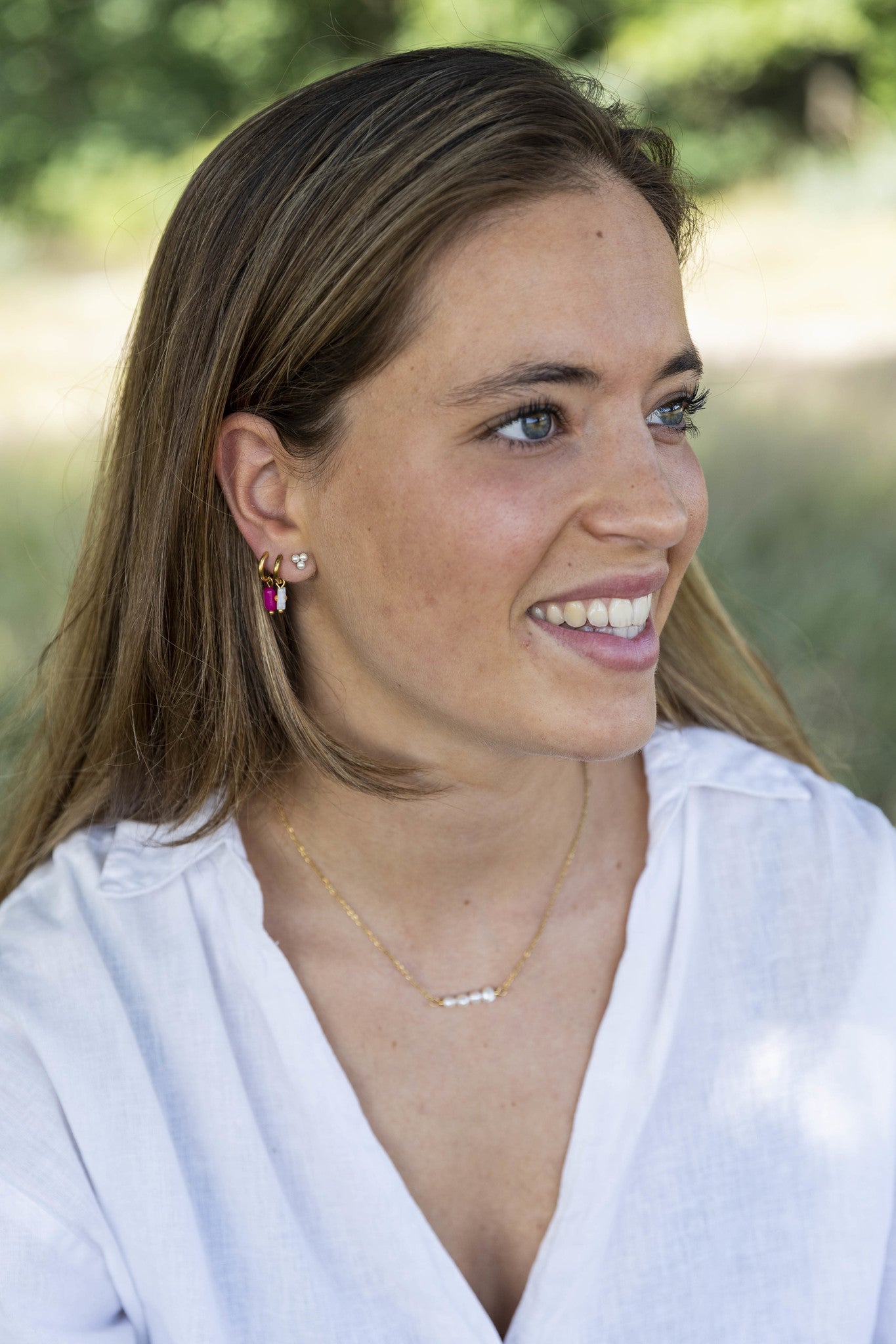 Freshwater Pearl Bar - Necklace - Stainless Steel